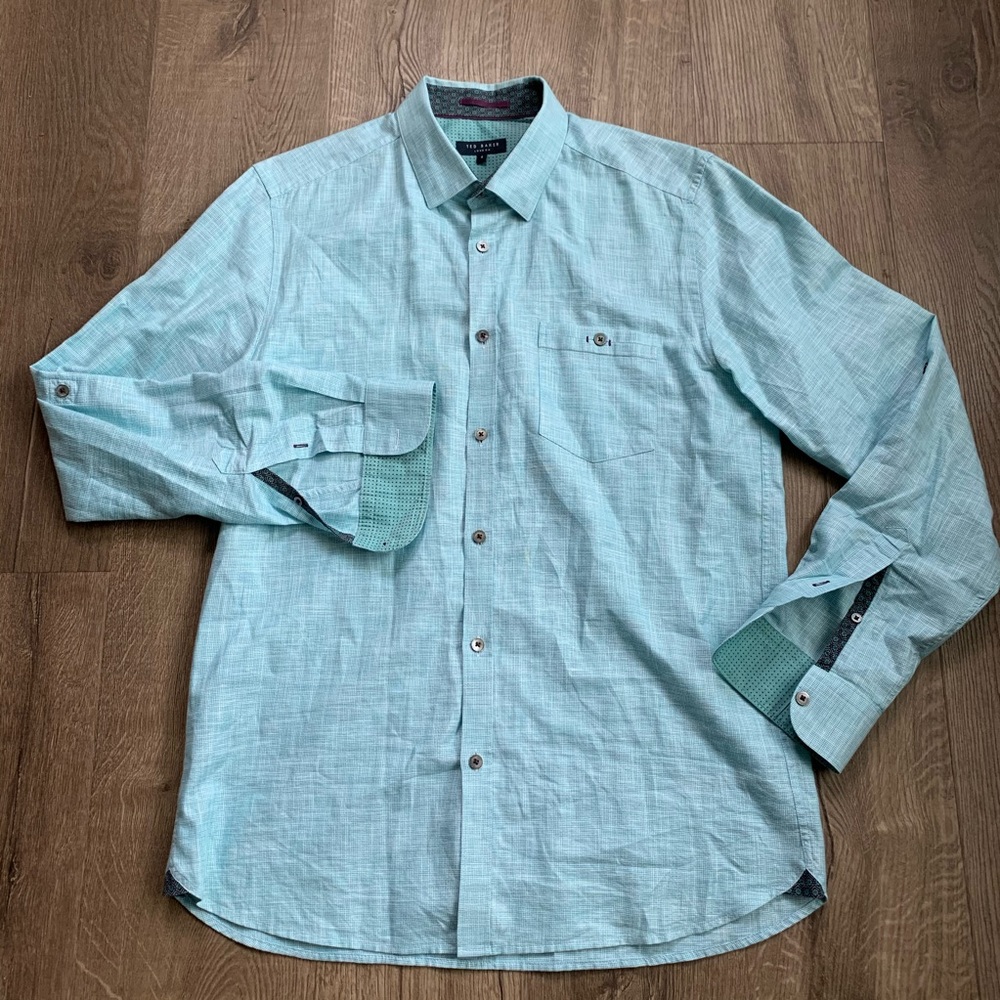 Ted Baker Light Aqua Button-Down Casual Shirt